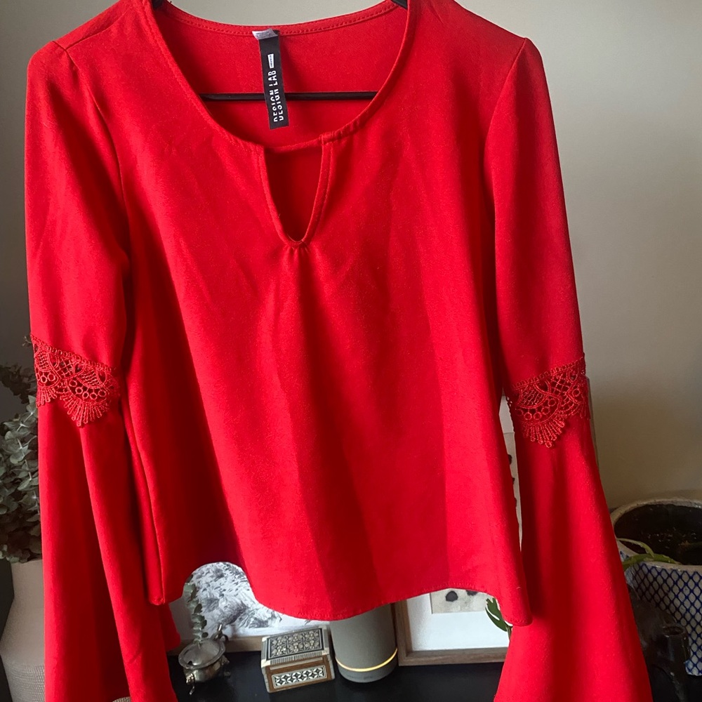 Red Bell Sleeve Top